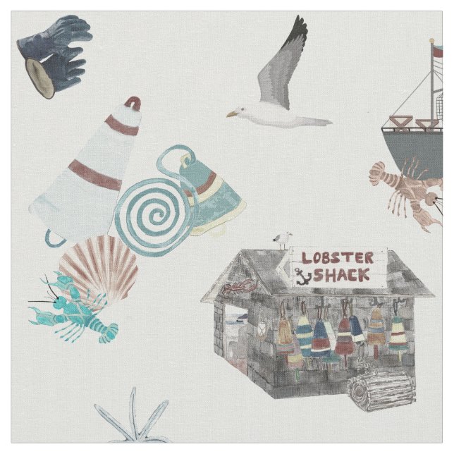 Tecido New England Lobster Shack Ditsy (Detalhe)