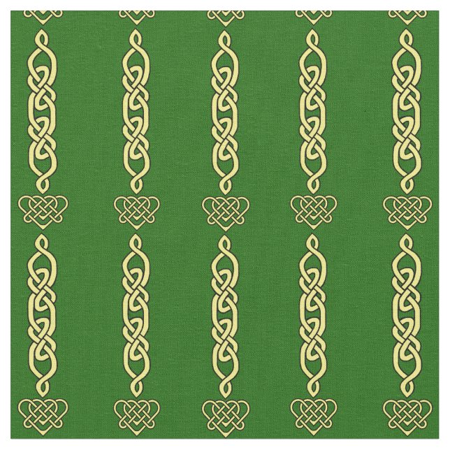 Tecido Nó celta/braid, estrias de ouro cardíaco em verde  (Detalhe)