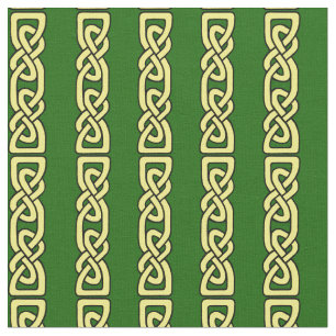 Tecido Nó celta/braid, faixa de ouro em verde profundo