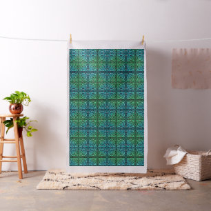 Tecido Nó Celta - Verde Azul Quadrado