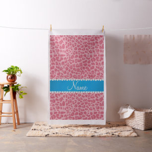 Tecido Nome personalizado bonito cor-de-rosa lixa azul-le