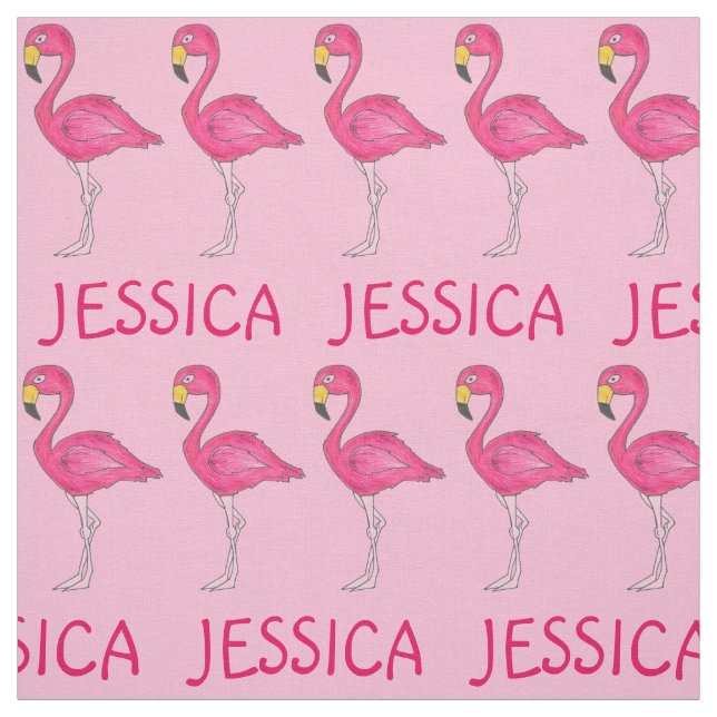Tecido Nome Personalizado do Flamingo Bird Flamingos, cor (Modelo)