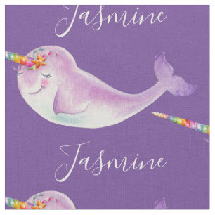 Tecido Nome personalizado roxo da arte da NAVEGA