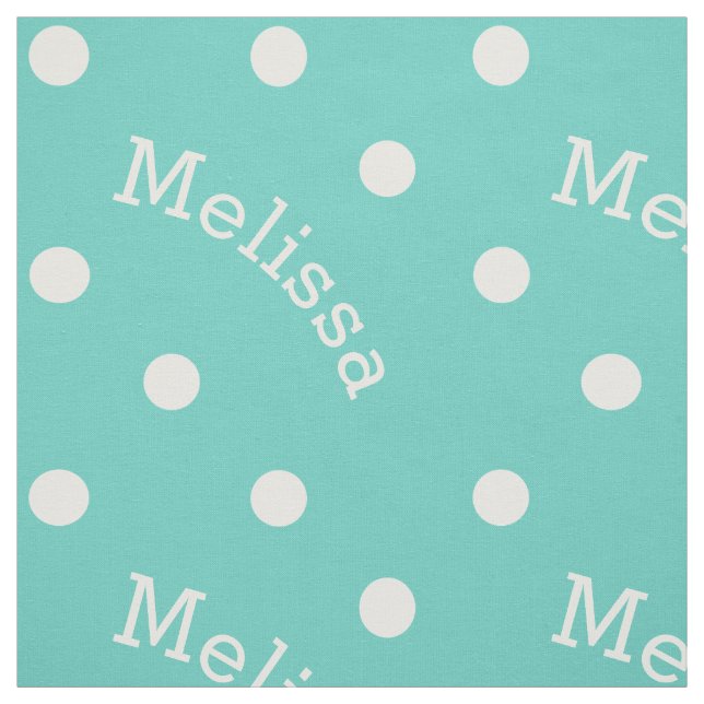 Tecido Nome Personalizado Turquoise Bolinhas Azul-Teal (Modelo)