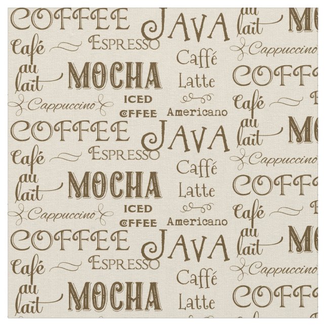 Tecido Nomes da bebida de Latte do café do café do Mocha (Detalhe)