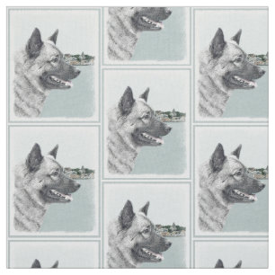 Tecido Norueguês Elkhound na pintura da vila - arte do