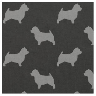 Tecido Norwich Terrier Dog Silhouettes Cinzas e Black