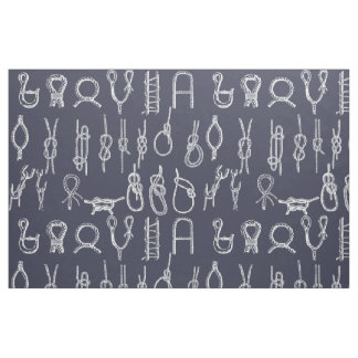 Tecido Nós & azuis marinhos náuticos da corda