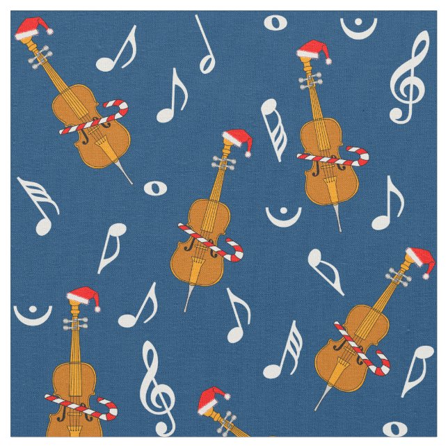 Tecido Notas da Música Cello Santa Hat (Detalhe)