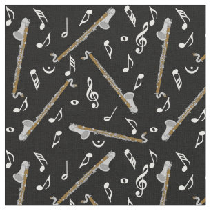 Tecido Notas da Música Preta do Clarinet Bass