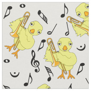 Tecido Notas de música de Pintinho Trombone