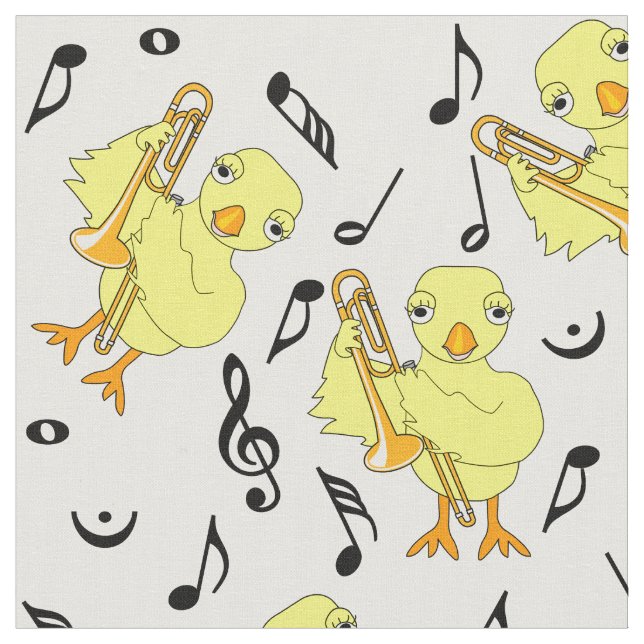 Tecido Notas de música de Pintinho Trombone (Detalhe)