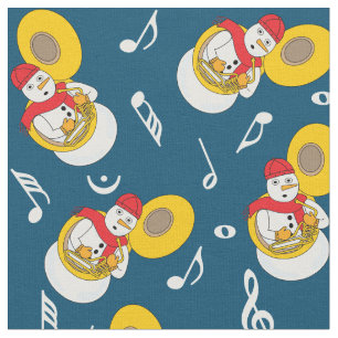 Tecido Notas de Música de Tuba Snowman