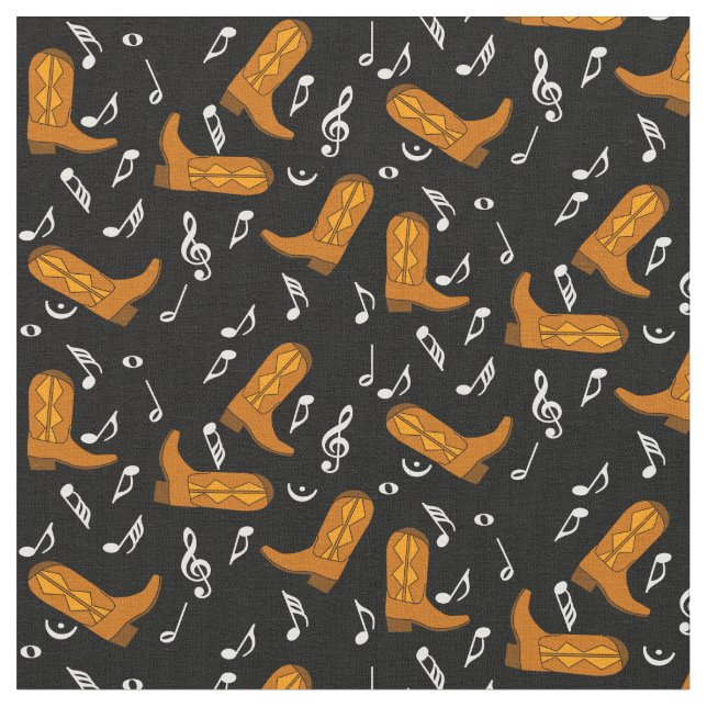Tecido Notas de música do Cowboy Boots (Detalhe)