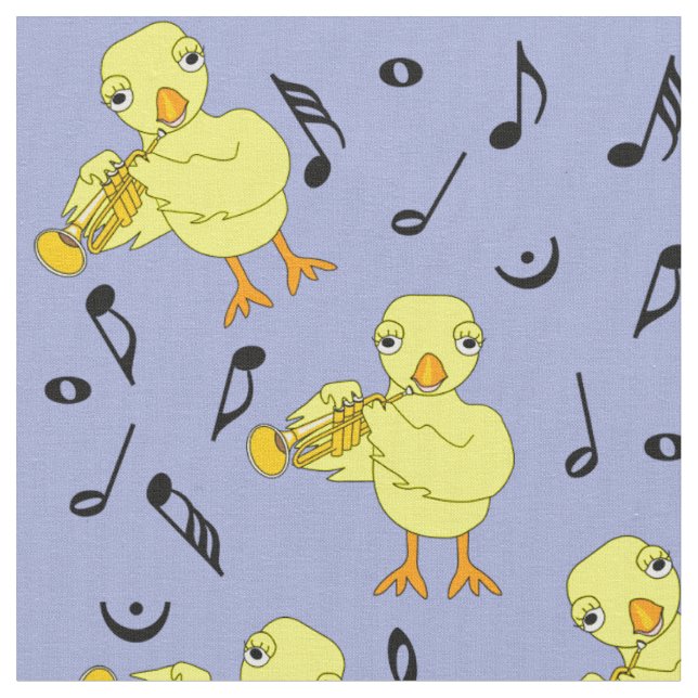 Tecido Notas de música do Pintinho de trompetes (Detalhe)