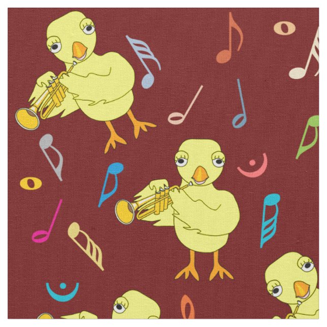 Tecido Notas de música do Pintinho de trompetes (Detalhe)