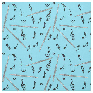 Tecido Notas de Música Flute Black