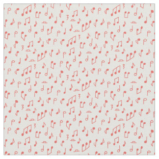 Tecido Notas de Música Red Doodled