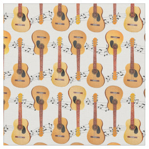 Tecido Notas de música sobre guitarras acústicas clássica