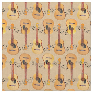 Tecido Notas de música sobre guitarras acústicas clássica