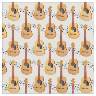 Tecido Notas de música sobre guitarras acústicas clássica