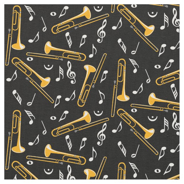 Tecido Notas de Música Trombone (Detalhe)