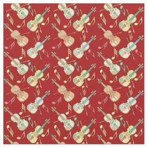 Tecido Notas de Música Violinos Angled