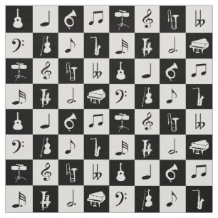 Tecido Notas e Instrumentos de Música Modernos na moda
