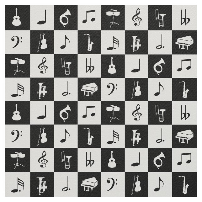 Tecido Notas e Instrumentos de Música Modernos na moda (Modelo)