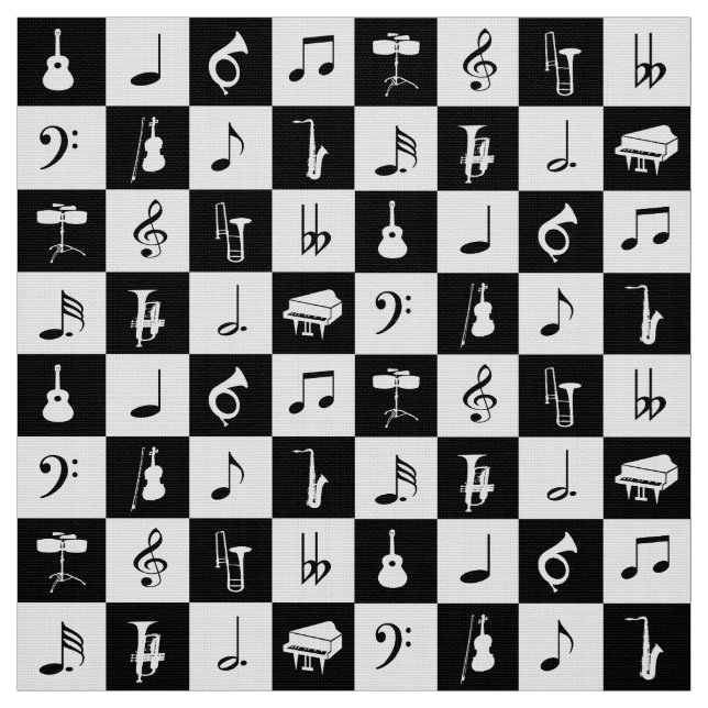 Tecido Notas e Instrumentos de Música Modernos na moda (Modelo)