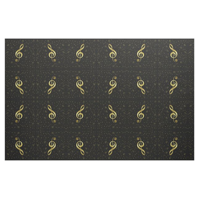 Tecido notas musicais douradas em preto (Fat Quarter)