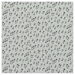 Tecido Notas Musicais Pretas em Cinza