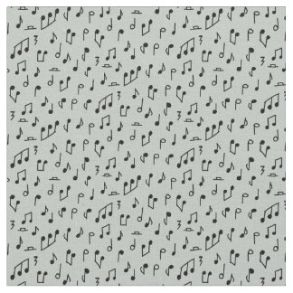 Tecido Notas Musicais Pretas em Cinza
