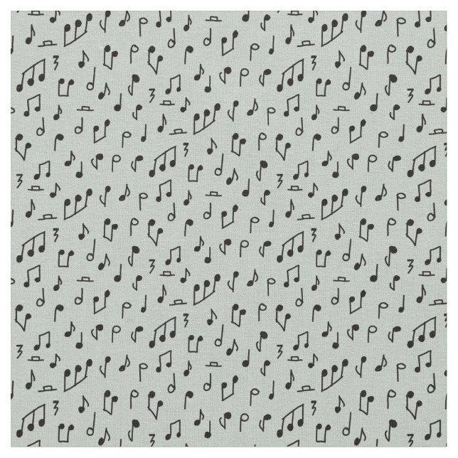 Tecido Notas Musicais Pretas em Cinza (Detalhe)