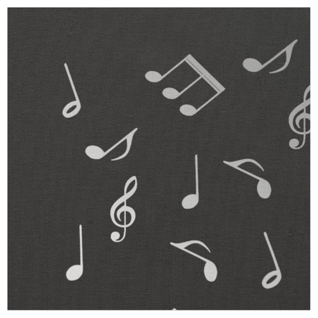 Tecido notas musicais vermelhas e preto prateado (Detalhe)