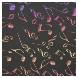 Tecido Notas quentes da música no preto ou no algum