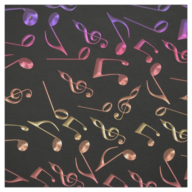 Tecido Notas quentes da música no preto ou no algum (Modelo)