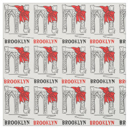 Tecido Nova Iorque de Arco de ponte Brooklyn Red