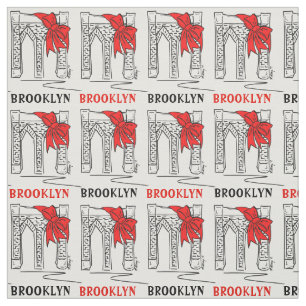 Tecido Nova Iorque de Arco de ponte Brooklyn Red