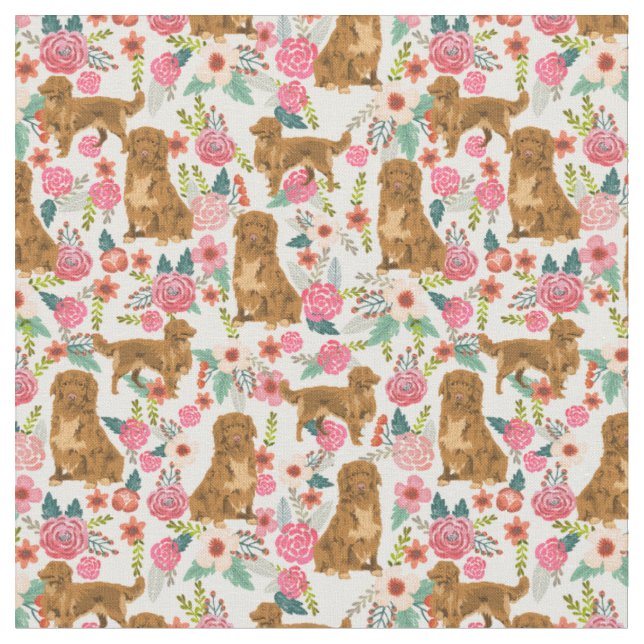 Tecido nova scotia retriever vintage floresce creme (Detalhe)