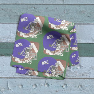 Tecido Número+Nome do Capacete Azul Escuro de Futebol