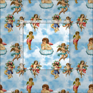Tecido nuvens de anjo de cherub antigas