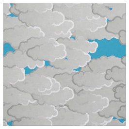 Tecido Nuvens japonesas, dia de verão, branco e azul-céu