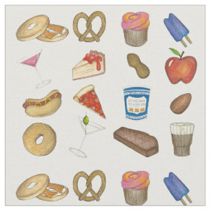 Tecido NYC Foodie Nova Iorque Pizza Bagel Steak Bagel