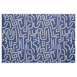 Tecido O abstrato alinha 130318 - branco no azul de