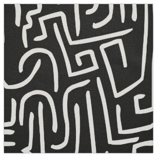 Tecido O abstrato alinha 130318 - branco no preto