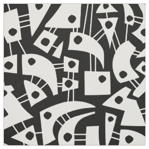 Tecido O abstrato dá forma a 180318 - branco no preto