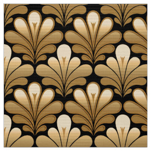 Tecido O art deco Shell modela, ouro e preto