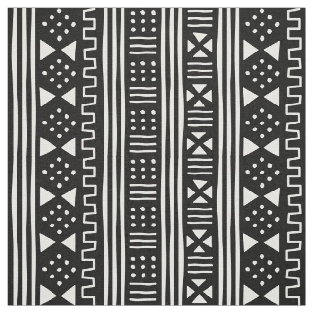 Tecido O branco no africano negro MudCloth inspirou (Modelo)