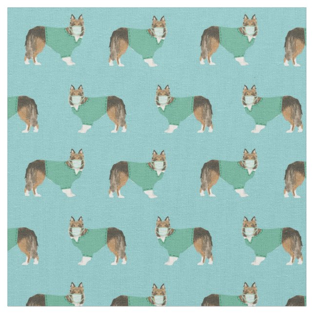 Tecido O cão-Sheltie em mato (Detalhe)